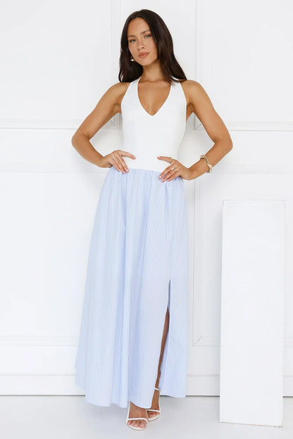 Salt In Her Hair Halter Maxi Dress Blue