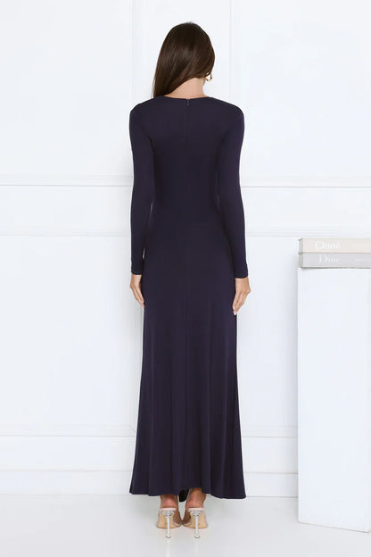 Sophisticated Silhouette Long Sleeve Maxi Dress Navy