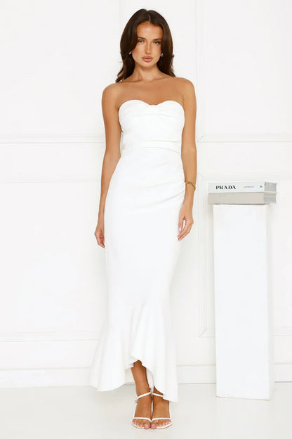 Luxe Reverie Strapless Maxi Dress White