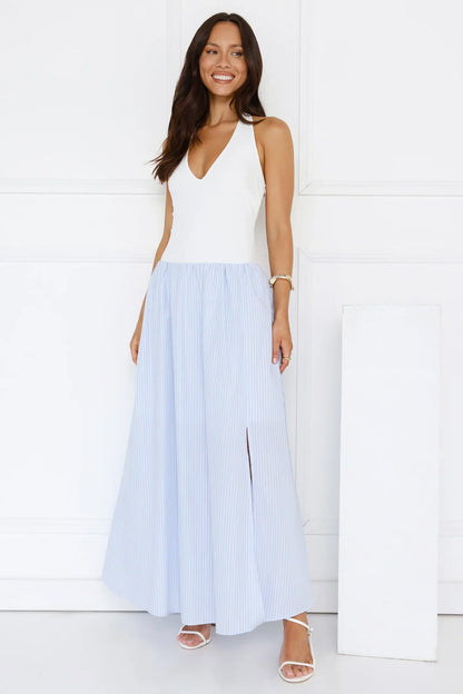 Salt In Her Hair Halter Maxi Dress Blue