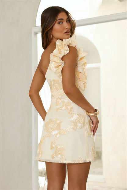 One To Think Of Off Shoulder Mini Dress Yellow