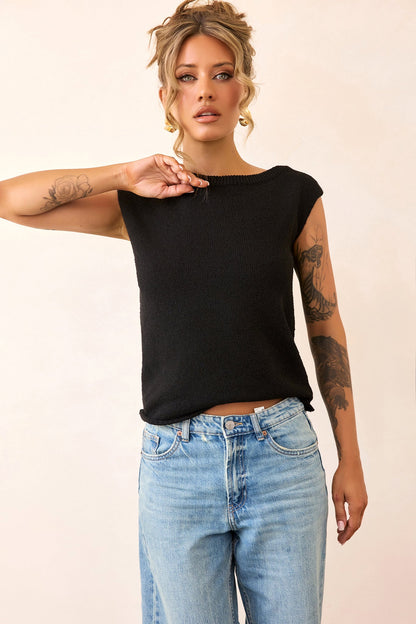 Dance In The Sun Knit Top - Black