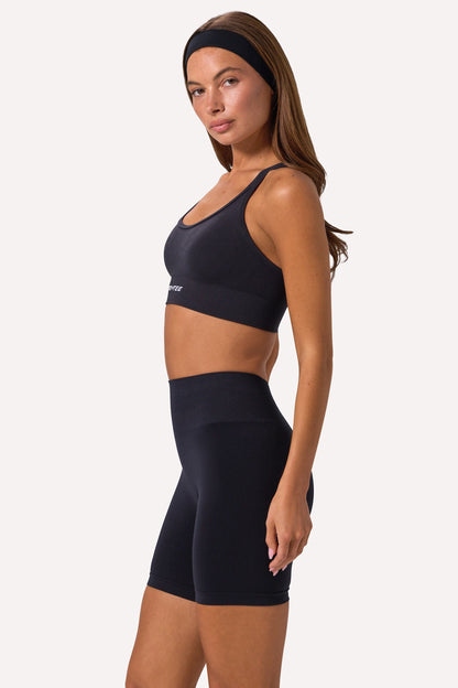 Define Luxe High-Waist Biker Shorts in Black