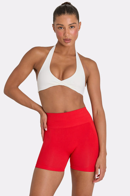 Define Luxe High-Waist Mini Shorts in Red