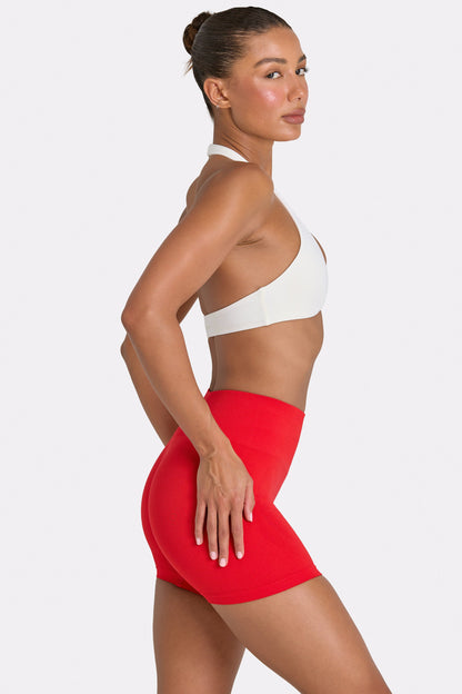 Define Luxe High-Waist Mini Shorts in Red