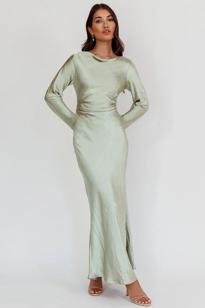 Loveland Cowl Back Midi Dress Sage