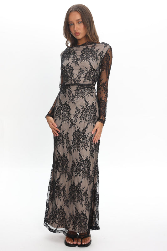 Loveland Off-Shoulder Lace Maxi Dress Black
