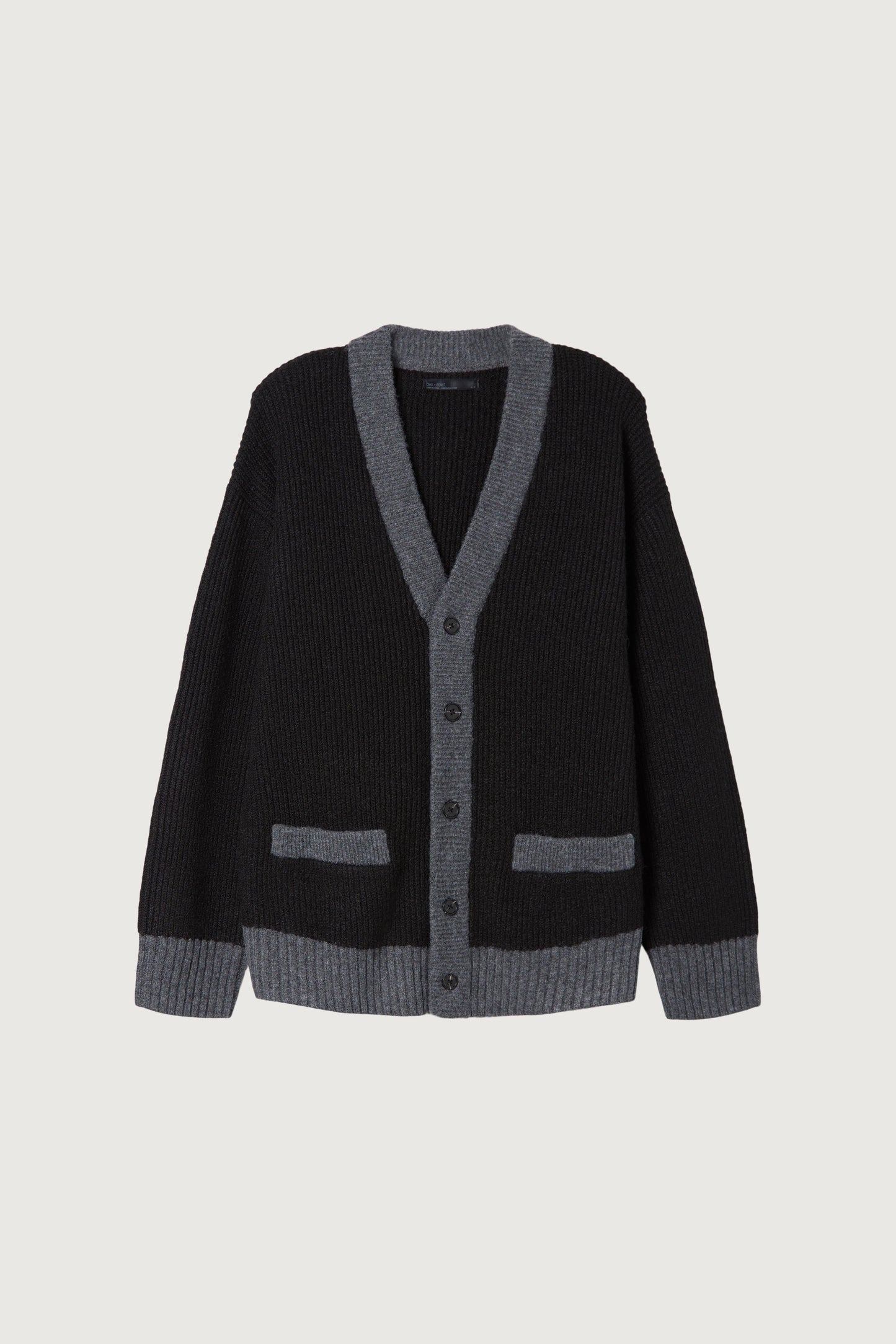 CONTRAST RIB BUTTON UP CARDIGAN