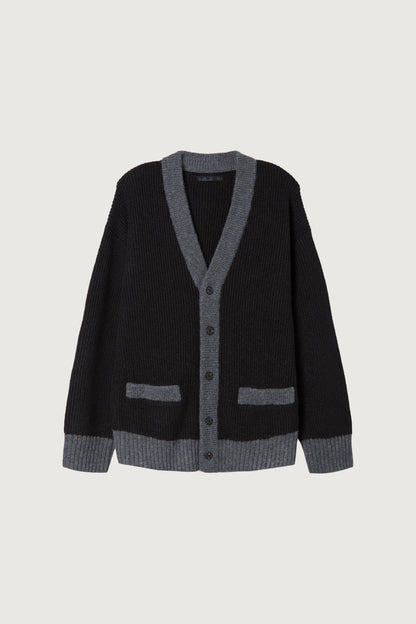 CONTRAST RIB BUTTON UP CARDIGAN