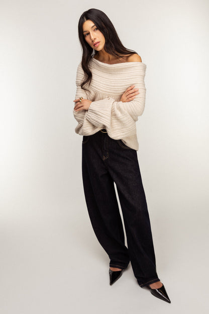 DARK WASH BARREL JEANS