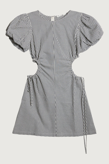 GINGHAM MINI DRESS WITH SIDE CUTOUTS
