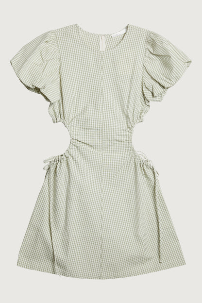 GINGHAM MINI DRESS WITH SIDE CUTOUTS