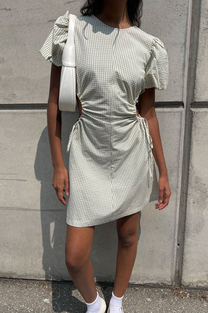 GINGHAM MINI DRESS WITH SIDE CUTOUTS