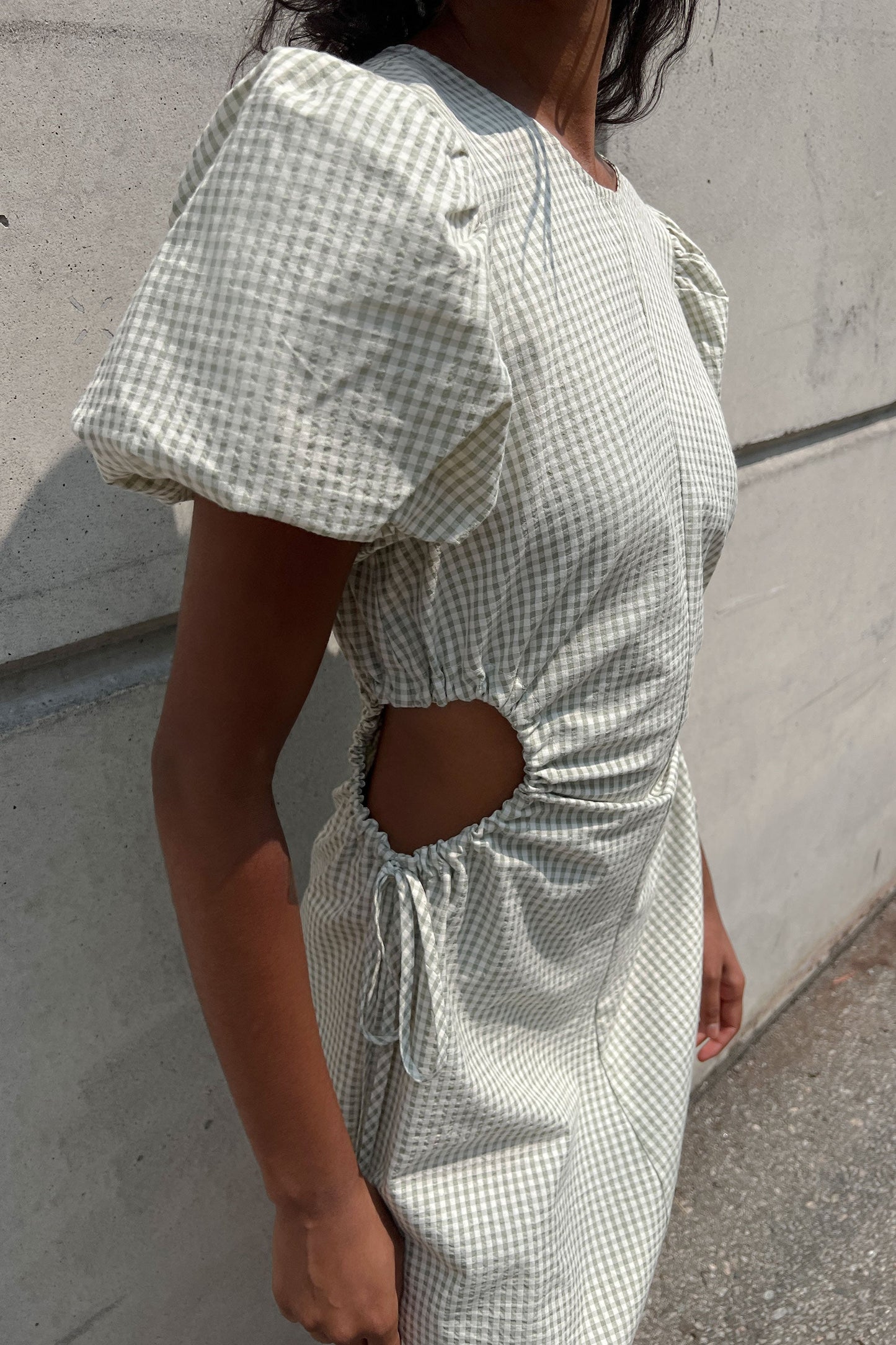 GINGHAM MINI DRESS WITH SIDE CUTOUTS