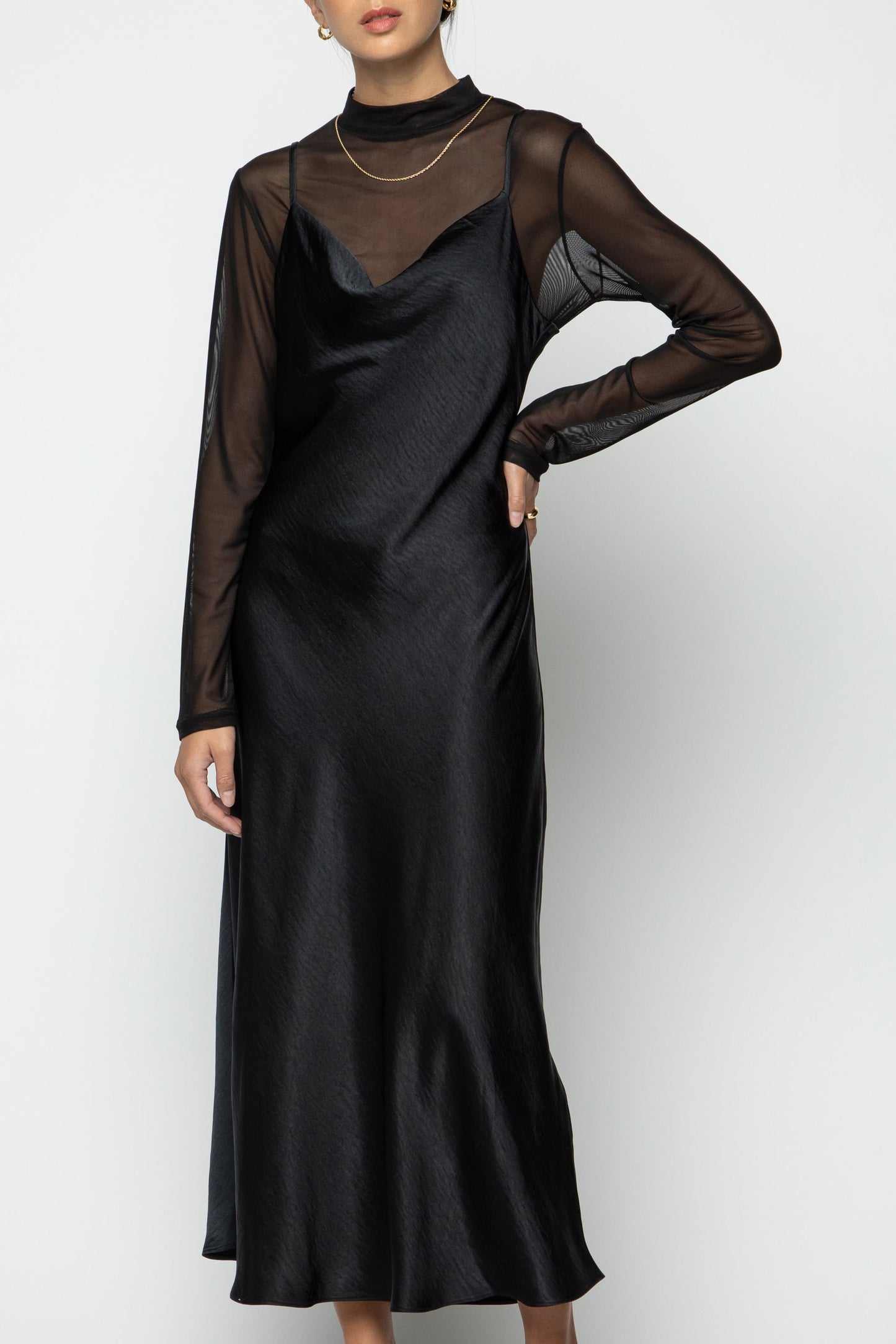 COWL NECK SLIP DRESS