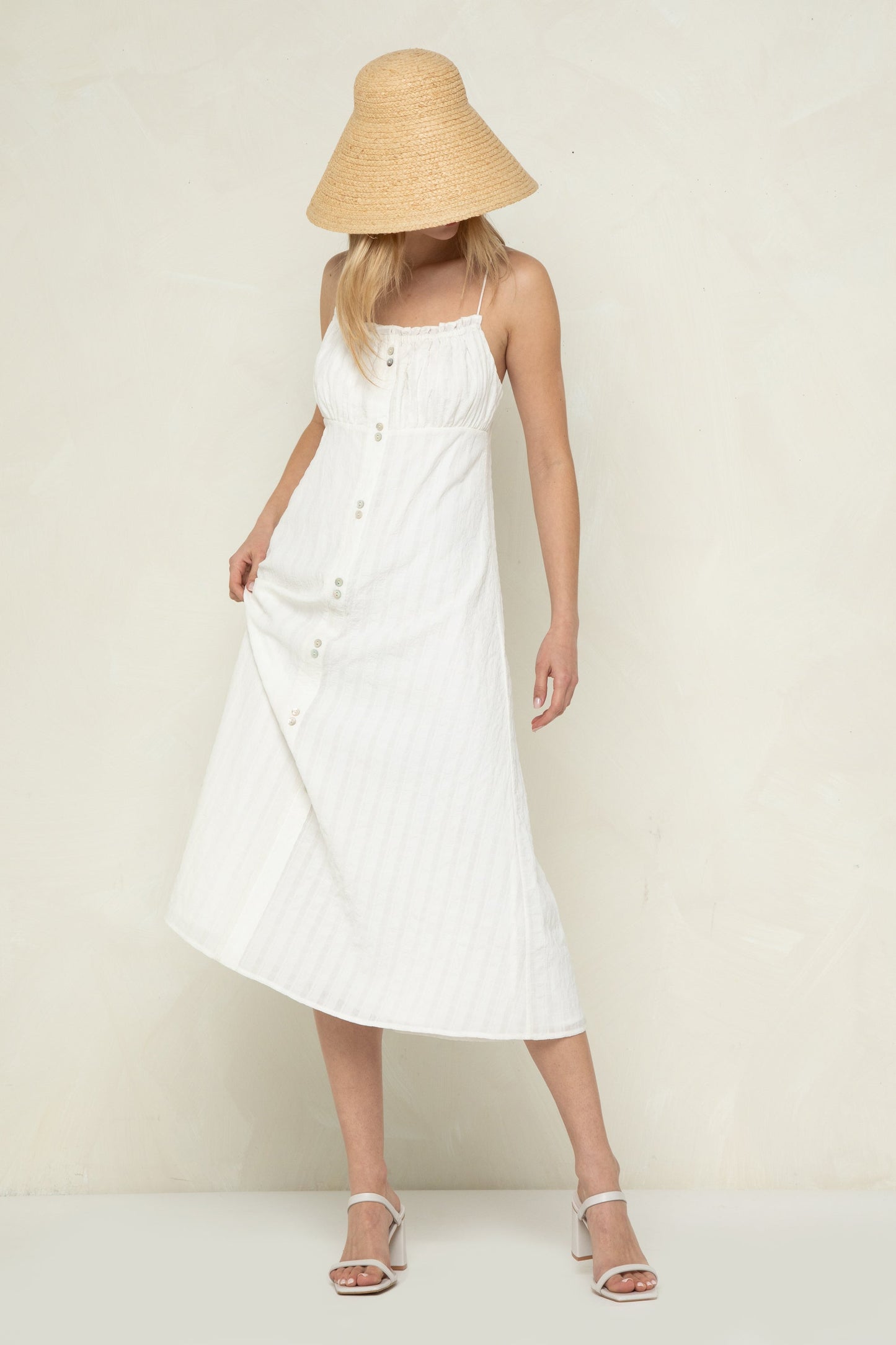BUTTON FRONT MIDI DRESS