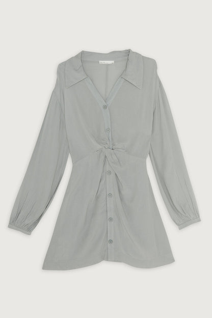 KNOT FRONT SHIRT DRESS