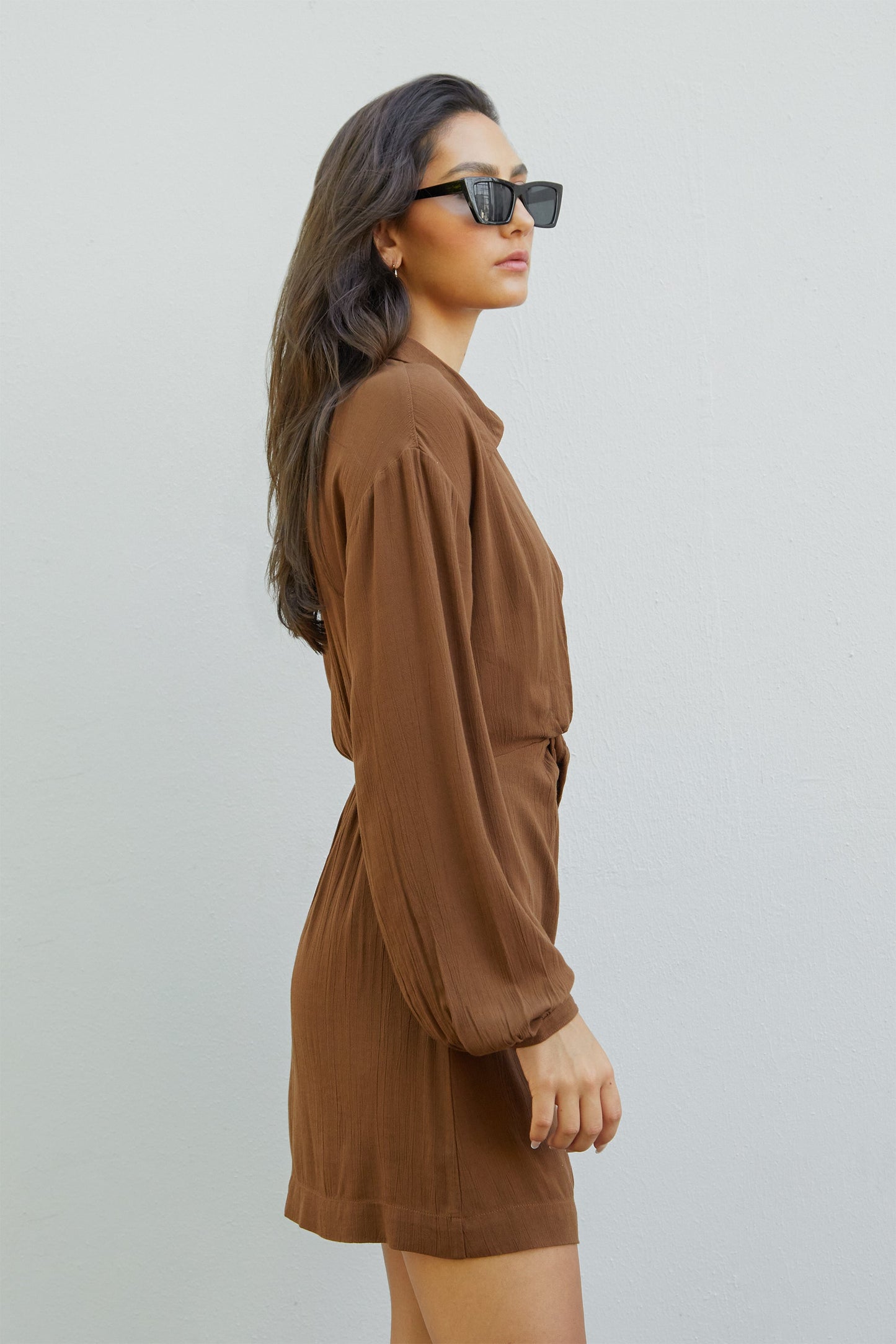 KNOT FRONT SHIRT DRESS