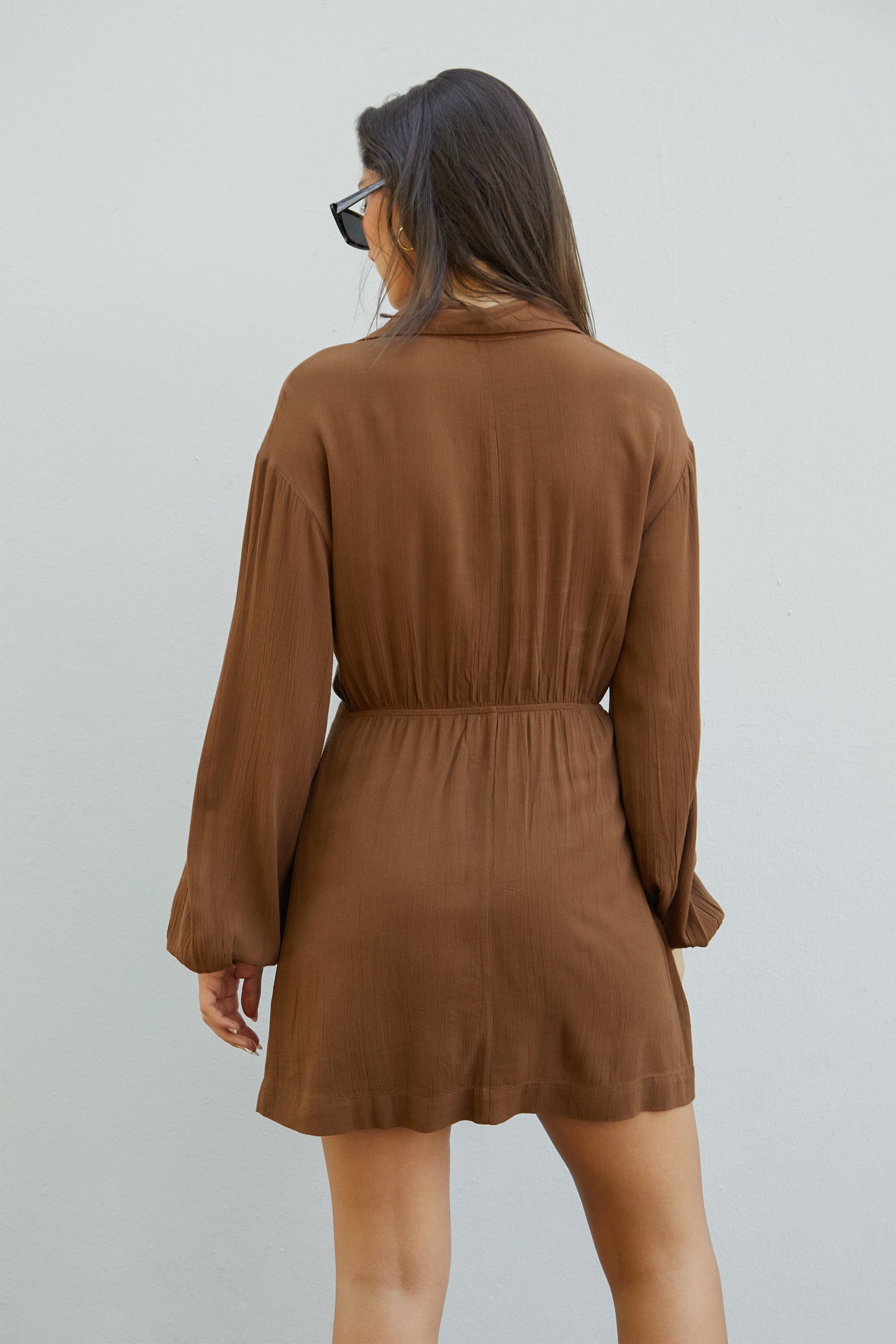 KNOT FRONT SHIRT DRESS