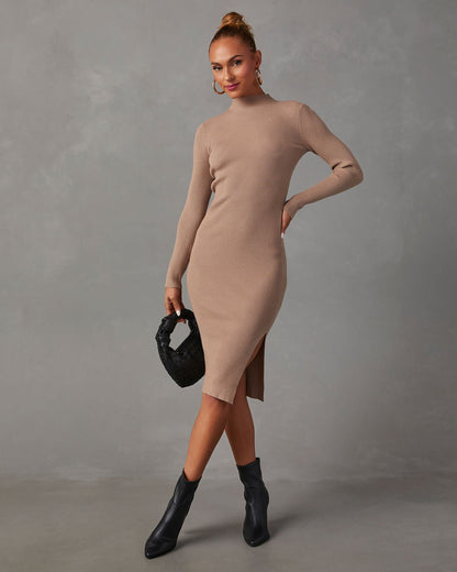Essential Mock Neck Knit Midi Dress