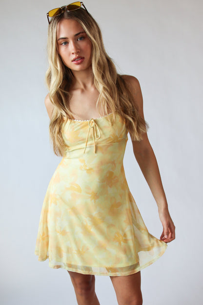 Floral Print Mesh Cami Dress