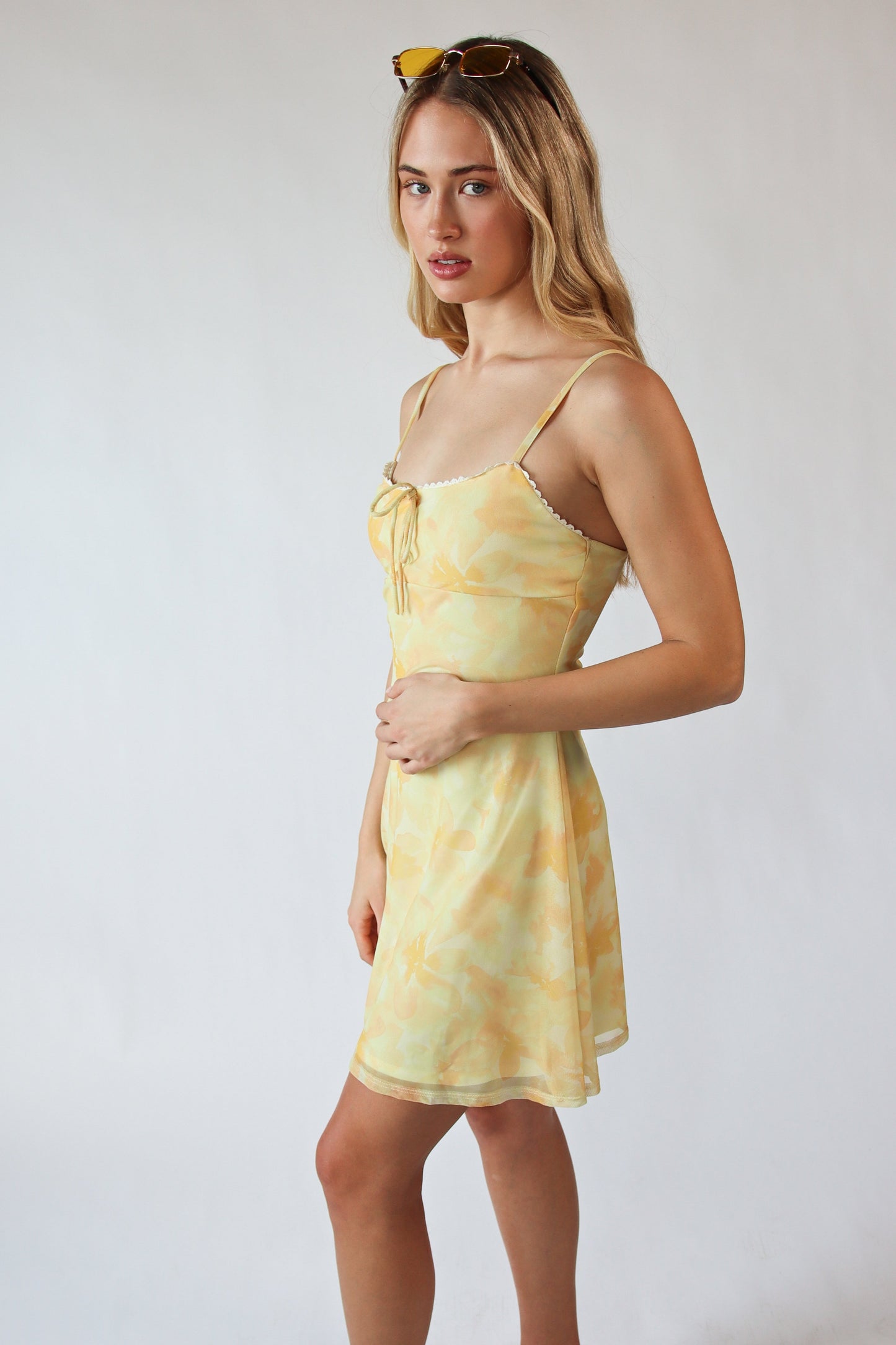 Floral Print Mesh Cami Dress