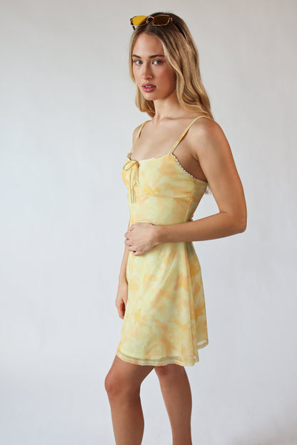 Floral Print Mesh Cami Dress