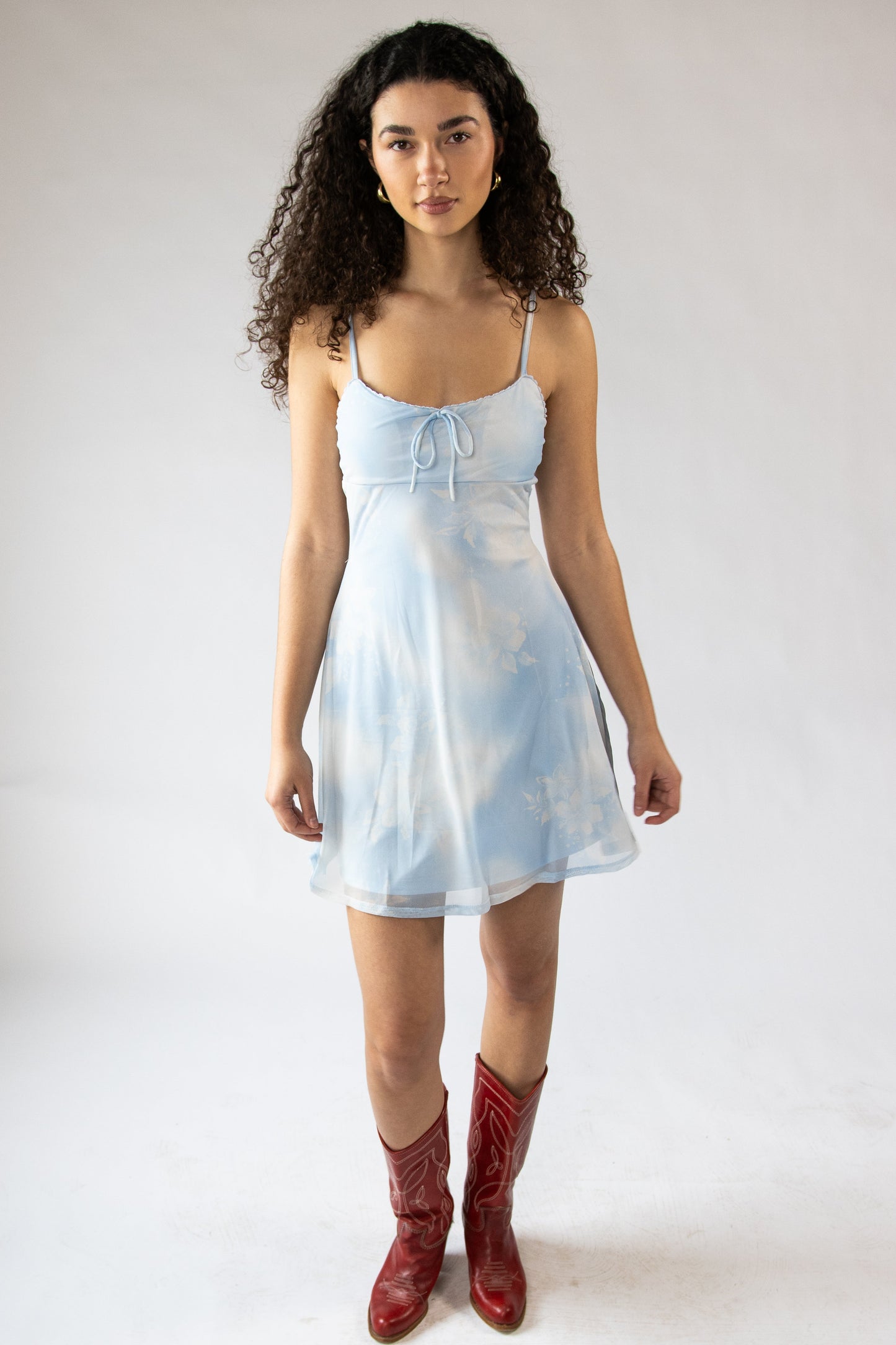 Floral Print Mesh Cami Dress