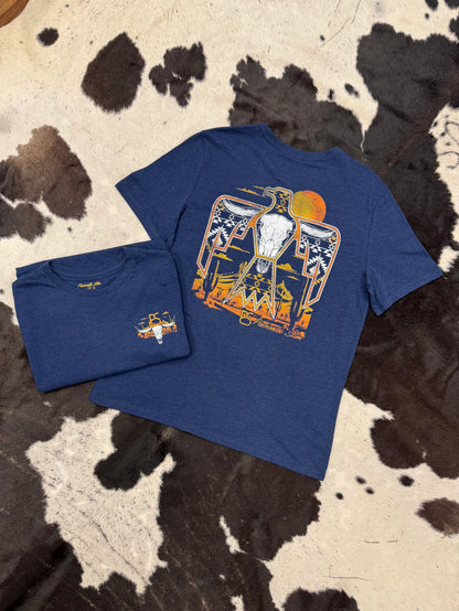 Panhandle Slim Navy Thunderbird Desert Scene Graphic Tee Shirt PU21T09018