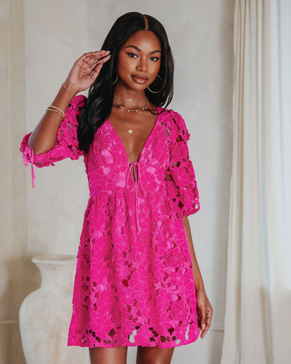 Paulette Floral Crochet Lace Mini Dress
