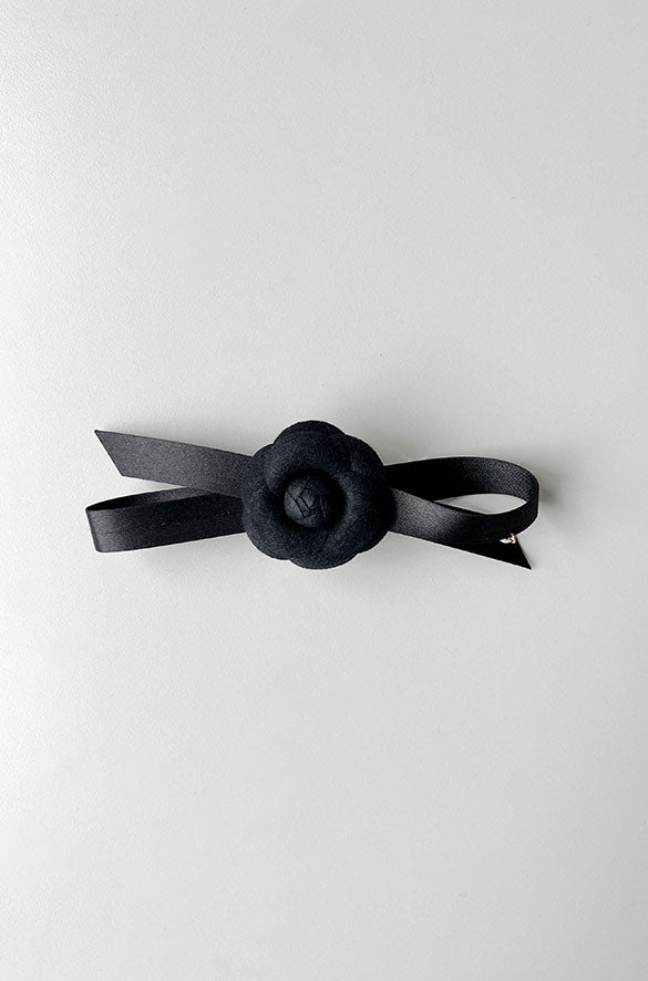 BOW HAIR CLIP WITH FLOWER