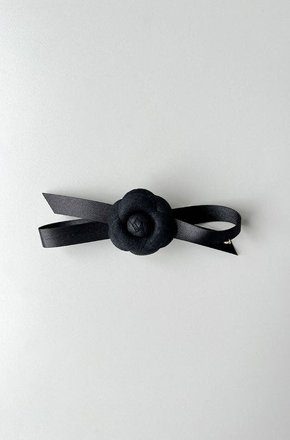 BOW HAIR CLIP WITH FLOWER