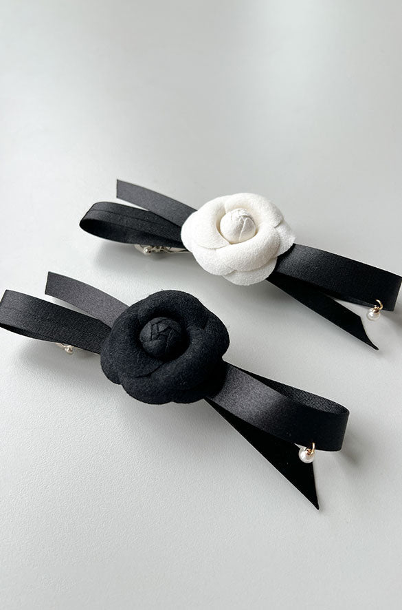 BOW HAIR CLIP WITH FLOWER