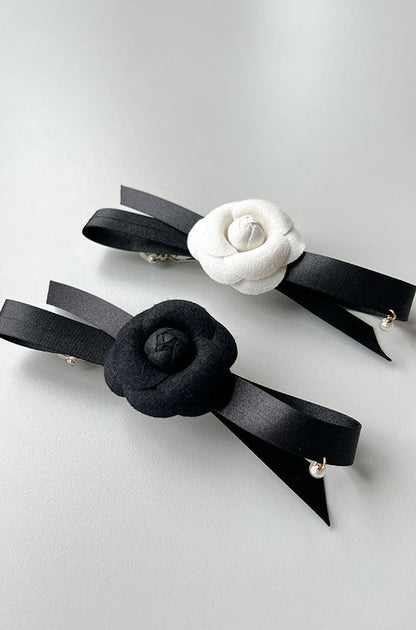 BOW HAIR CLIP WITH FLOWER
