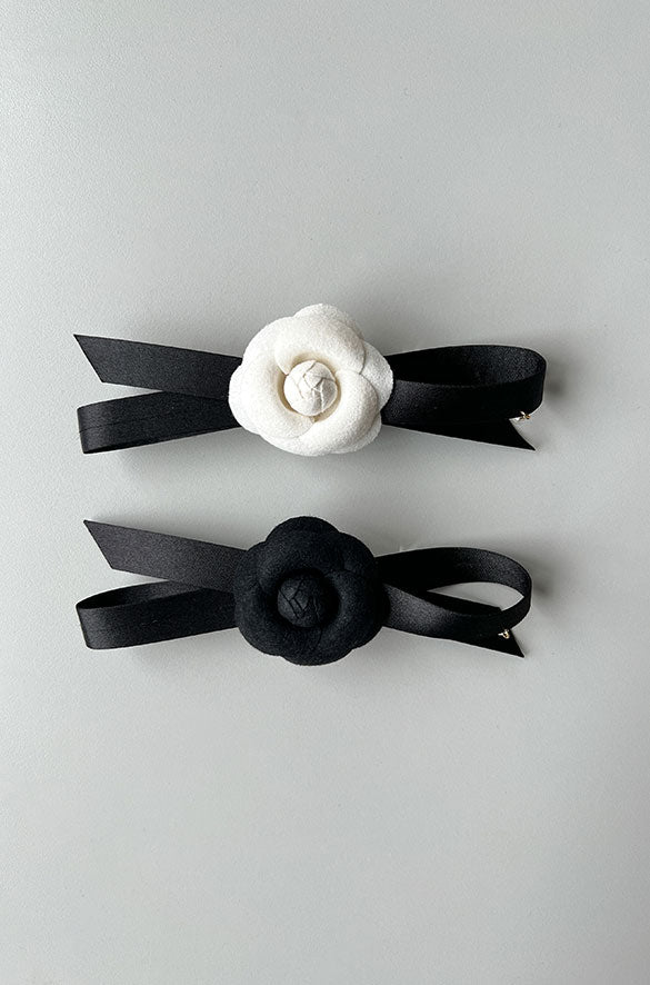 BOW HAIR CLIP WITH FLOWER