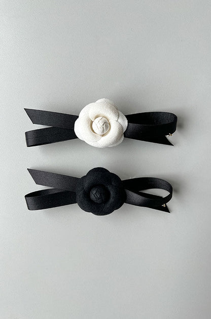 BOW HAIR CLIP WITH FLOWER