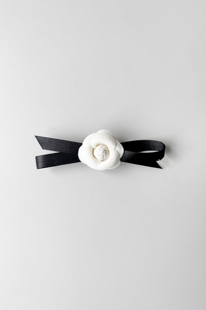 BOW HAIR CLIP WITH FLOWER