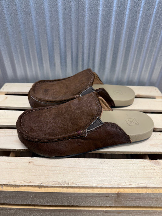 Twisted X Women's Dark Brown Faux Hair-On Cowhide Mule Slip-On Shoe WFFM003
