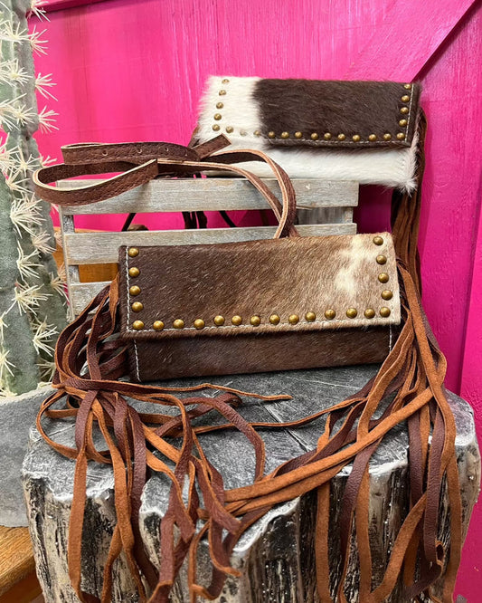 American Darling Hair On Cowhide Crossbody Wallet Purse ADBG553BRW-Painted Cowgirl Western Store
