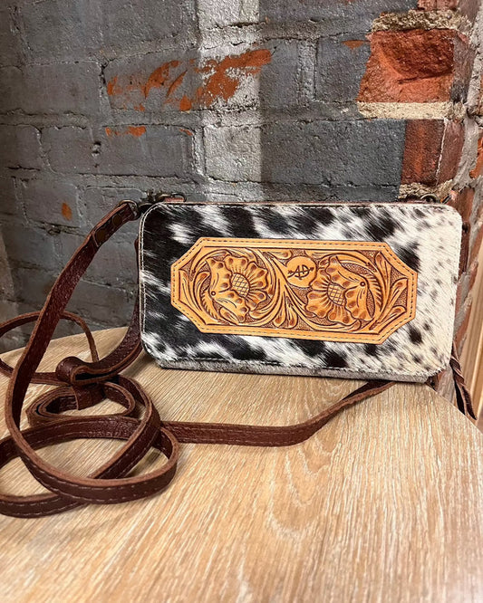 American Darling Hair On Cowhide Crossbody Wallet Clutch Purse ADBG807-Painted Cowgirl Western Store
