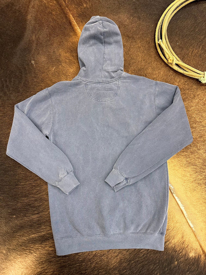Painted Cowgirl Logo Unisex Try That In A Small Town Faded Denim Hoodie-Painted Cowgirl Western Store