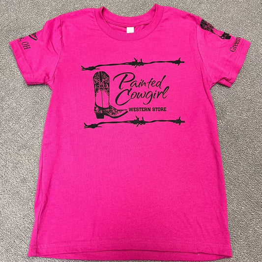 Painted Cowgirl Youth Hot Pink Logo Tee 3001Y-PNK-Painted Cowgirl Western Store