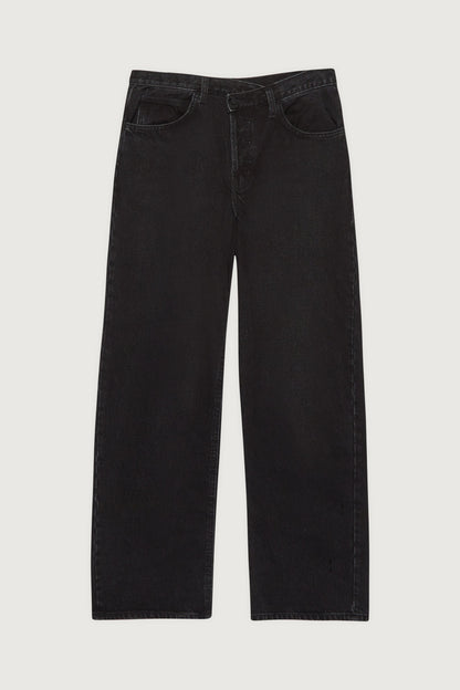 BLACK CROSSFRONT STRAIGHT LEG JEAN