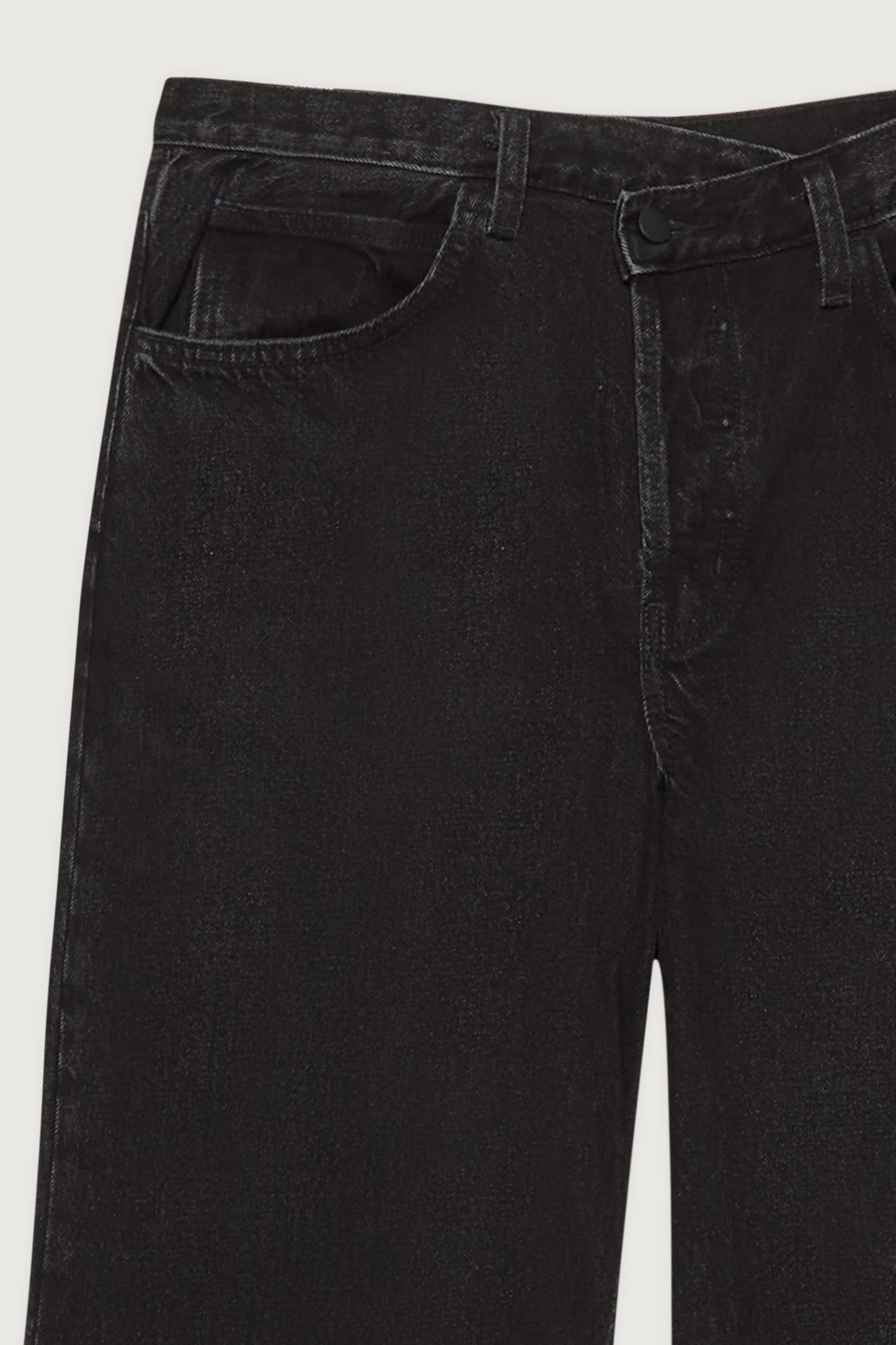 BLACK CROSSFRONT STRAIGHT LEG JEAN
