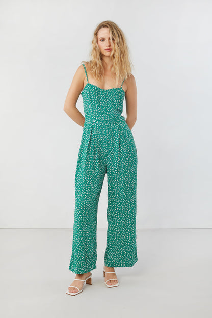 PRINTED SLEEVELESS JUMPSUIT