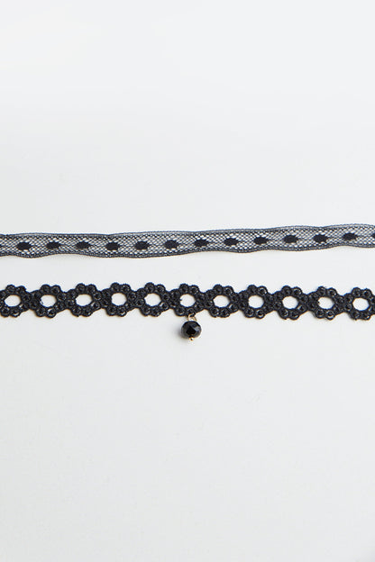 BLACK LACE TIE NECKLACE