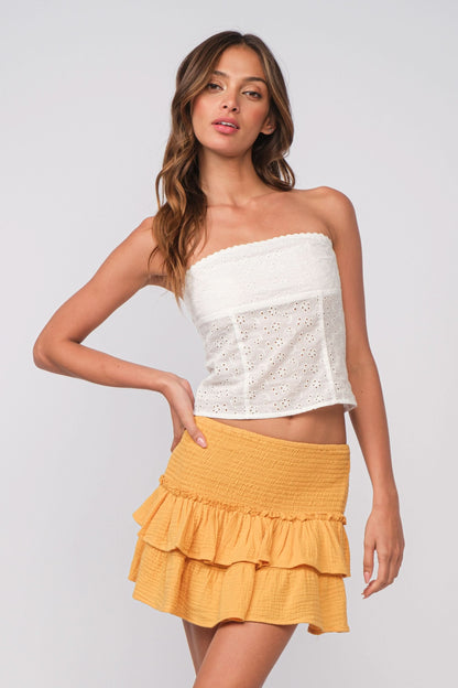 Carly White Eyelet Tube Top