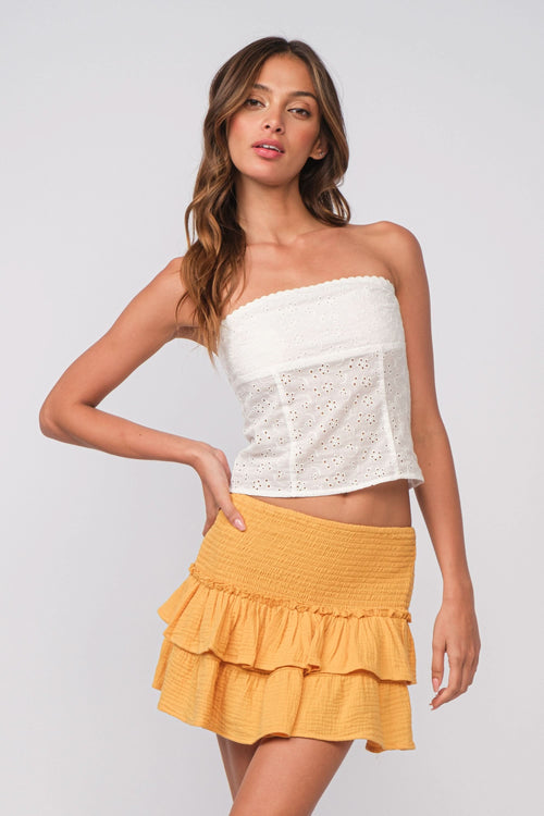 Carly White Eyelet Tube Top