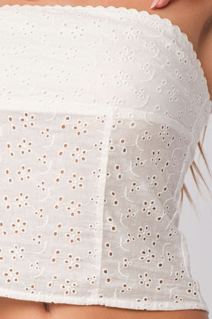 Carly White Eyelet Tube Top