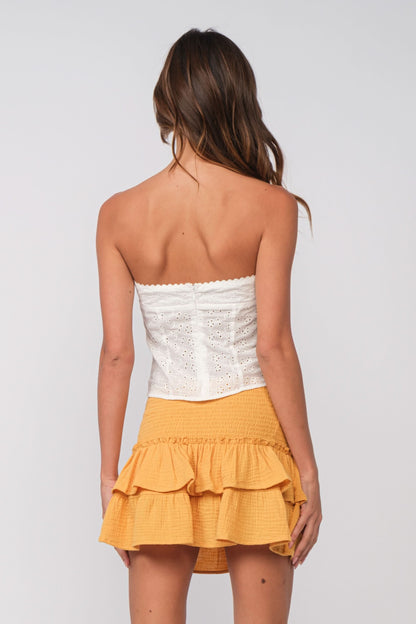 Carly White Eyelet Tube Top